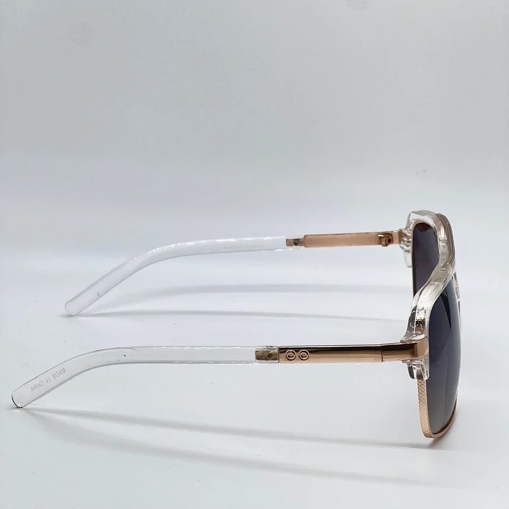 Men Sunglasses Clear Frame Gold Accents Men's‎ Fashion Sun Glasses Trendy Design